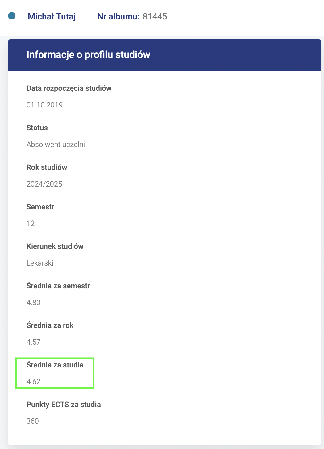 Średnia Michał Tutaj